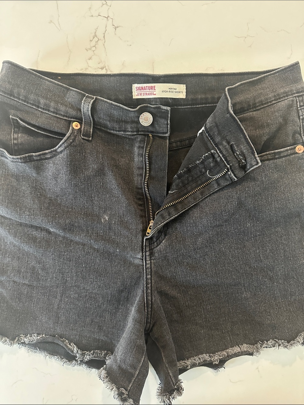Signature by Levi Strauss Black Frayed Hem Jean Shorts